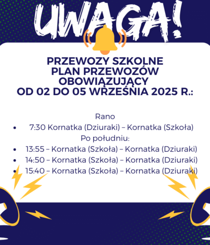 PRZEWOZY SZKOLNE 02 do 05 września 2025 r