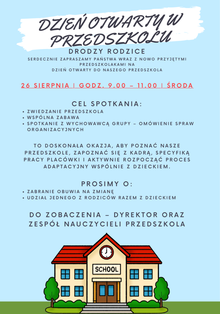 Niebieskie Ilustracja Dzień Otwarty Zaproszenie